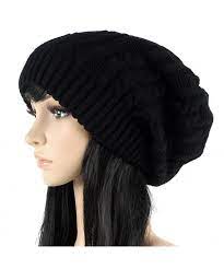 Women Oversize Knit Hat Winter Warm Long Beanie Hat Black Cf12nff8kzf Hats For Women Knitted Hats Fashion Cap