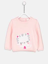 Kiz Bebek Kedi Baskili Triko Kazak 8w3551z1 Fze Lc Waikiki Kizlar Triko Cocuk Giyim