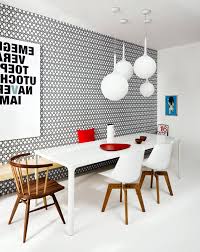 ✓ free for commercial use ✓ high quality images. Modern Dining Room With Patterned Wallpaper And Wooden Chairs Interior Design Ideas Ofdesign