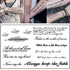 1 Sheet Temporary English Word Tattoo Stickers Black Letters Feather Body Art Tattoos Sticker Waterproof For Tem Word Tattoos Tattoo Stickers Temporary Tattoo