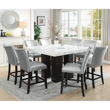 Create a warm & inviting space with comfy dining room furniture. Camila 9 Piece Counter Height Dining Set With Marble Top By Steve Silver At Wayside Furniture Square Dining Room Table Dining Room Table Marble Counter Height Dining Room Tables