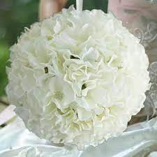 4 Pack 7 Cream Silk Hydrangea Kissing Flower Balls In 2021 Silk Hydrangeas Flower Ball Pomander Balls