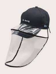 Letter Graphic Bucket With Face Shield Clear Mask Face Shield Hats