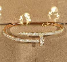 18k gold diamond encrusted iced out nail juste un clou bracelet jewelry nail bracelet luxury jewelry