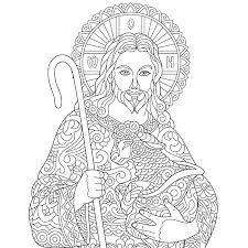 This collection includes mandalas, florals, and more. Jesus Christ With A Lamb Portrait Of Christian Biblical Character With Floral Background Easter Coloring Page Coloring Book Anti Stress Freehand Sketch Drawing With Doodle Elements Royalty Free Cliparts Vectors And Stock Illustration