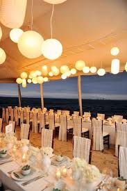 Wedding Reception Tablescape On The Beach Beach Wedding Reception Beach Wedding Martha Stewart Weddings