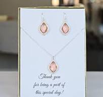 Peach Morganite Necklace Earrings Set Sterling Silver ...
