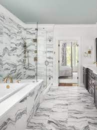 Quartz white gray marble tile offered on the site are not only durable but trendy enough to fit into all types of decorative purposes and preferences. Gray And White Marble Bath Tiles Transitional Bathroom