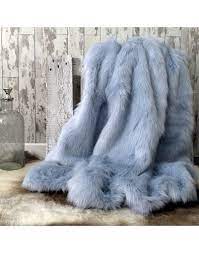 Baby Blue Faux Fur Throw Blue Fur Blanket Pale Blue Fur Bedspread