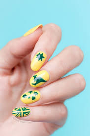 Green And Yellow Australia Day Nail Art Nail Art Nail Art Diy Flag Nails
