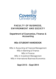 Pdf Faculty Of Business Environment And Society Department Of Economics Finance Accounting Msc Student Handbook Msc In Accounting Financial Management Msc In Banking Finance Msc In Finance Msc In