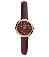 fossil jacqueline mini three hand fig leather watch dillards