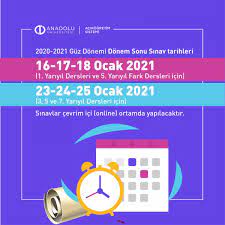 Güncel ve resmi sınav takvimi için yukarıdaki linki ziyaret ediniz. Acikogretim Sistemi Guz Donemi Donem Sonu Sinavlari Duyurusu Anadolu Universitesi
