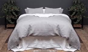 All duvet covers are wrapped in linen. Container Door Ltd 100 Stone Washed French Linen Duvet Set Dove