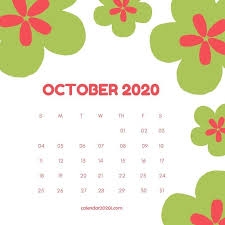 October 2020 Floral Calendar Printable Calendar Printables Calendar Floral Printables