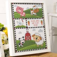 Shop fat quarter shop's high quality selection of cross stitch patterns, kits, & supplies. Cross Stitch Kit Farm Animals Baby Birth Record Etsy Decoracion Con Cuadros Punto De Cruz Decoracion De Unas
