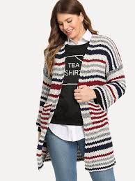 4.2 out of 5 stars 35. Plus Drop Shoulder Striped Knit Coat Knitted Coat Striped Knit Plus Size Sweaters