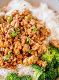 Ground Orange Chicken With Ground Chicken Ginger Root Garlic Red Chili Pepper Rice Wine Orange Chicken Recipe Ground Chicken Recipes Cooking Chinese Food