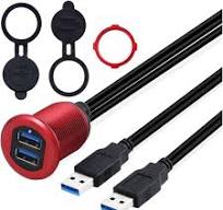3.3ft Dual Ports USB 3.0 Flush Mount Cable, 5Gbps 2.1A, USB 2 Ports Male to  2 Ports Female Extender Dashboard Panel Mount Extension Cord for Car Truck  ...