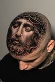 Jesus head piece done by me (isabelroseink) at Oly Anger Tattoo in  Montreal, Canada : r/tattoo