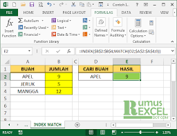 Contoh Fungsi Index Dan Match Excel Belajar