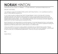 Retail Clerk Cover Letter Sample Cover Letter Templates Examples