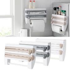 This rack has adjustable mounting brackets to ensure easy installation. Wall Mount Kitchen Paper Towel Holder Cling Film Tinfoil Triple Roll Dispenser Ebay