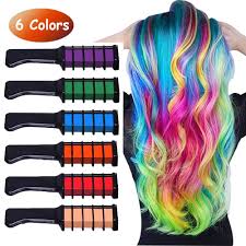 Regardless of whether or not kool aid is the healthiest drink, it's a great option for temporarily dying hair. Runlong Hair Chalk Comb 6 Colors Temporary Hair Color Dye For Teen Girls Cosplay Halloween Ball Party Diy Hair Style Highlight Easy Dye And Wash Out Christmas Birthday Gifts For Girl