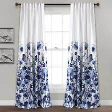 For example, you can mount the rod roughly 84. Set 2 Navy Blue White Spring Floral Curtains Panels Drapes 84 Inch L Darkening Ebay