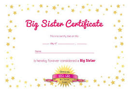 Jun 14, 2021 · this card, personalized with your baby's first name, is a special way to commemorate the occasion. Big Sister Certificate Cirtificate For Older Sibling Older Etsy In 2021 Big Sister Kit Big Brother Gift Big Sister Gifts