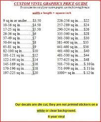 19 Comprehensive Vinyl Decal Price Chart