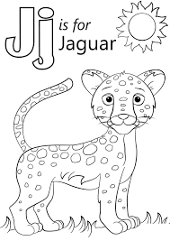 Color the alphabet j and object image assigned with it to complete the activity. Jaguar Letter J Coloring Page Free Printable Coloring Pages For Kids