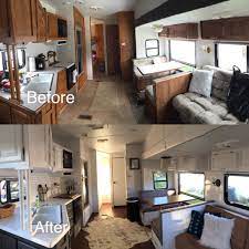 Our airstream motorhome interior remodel includes; Diy Camper Remodel Ideas Diy Makeover Fifthwheel Camper Style Remodeled Campers Rv Remodel Camper Interior