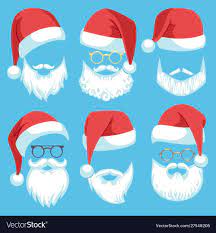 Santa Hats And Beards Christmas Elements White Vector Image Sponsored Beards Christmas Santa Retro Vintage Outfits Winter Holiday Clothes Santa Hat