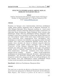 Kami juga telah menyaipkan kumpulan 21 jurnal manajemen pemasaran terbaru untuk anda di kumpulan 21 jurnal manajemen pemasaran terbaru. Pdf Efektivitas Pembelajaran Aqidah Akhlak Berbasis Manajemen Kelas Pdf Jurnal Al Ta Dib Academia Edu