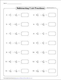 subtracting fractions worksheets