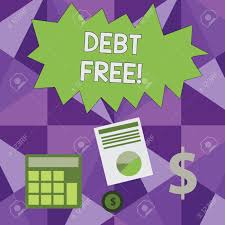 conceptual hand writing showing debt free concept meaning does