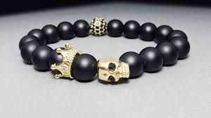 Black And Gold Bracelet For Men Men S Gold Skull King Bracelet Mens Gold Crown Beaded Bracelet Men S Black Onyx Gemstone Bracelet Men S Gold Pave Cubic Zirconia Bracelet Mens Gold Bracelets Bracelets For Men Gold Skull
