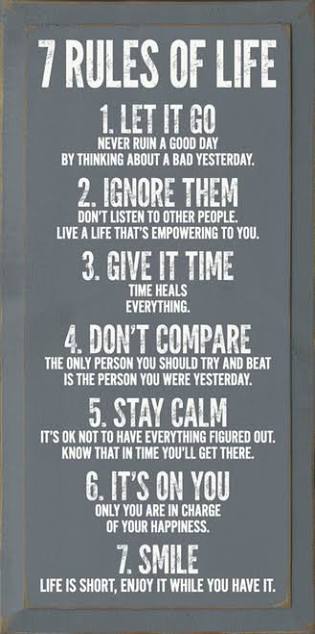 7 Rules Of Life - Wooden Sign - Country Marketplace