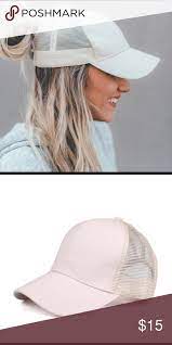 Beige Ponytail Baseball Cap Hat With Mesh Back Ponytail Baseball Cap Beige Color Caps Hats