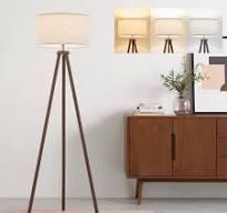 Amazon.com: ELYONA Wood Tripod Floor Lamp Brushed Brass ...