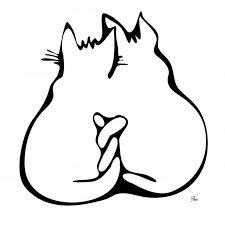 Tableau Design Chats Amoureux Par Pixleen Dessin Chat Dessin Noir Et Blanc Dessin