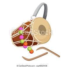 Check spelling or type a new query. Drum Percussion Instrument Double Headed Dhol And Wooden Sticks Vector Illustration Isolated On White Barrel Drum With Canstock