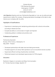 Sample Partnership Specialist Resume Resume Specialist Partnership