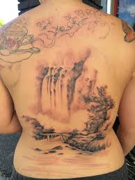 A waterfall can make a powerfully symbolic and stunning tattoo for men and women. Waterfall Tattoo By Nickhole Arcade Of Spidermonkey Tattoos Tattoo Com