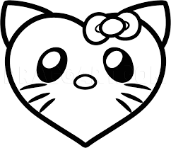 Hello kitty face when it becomes mermaid looks so cute. How To Draw A Hello Kitty Heart Coloring Page Trace Drawing