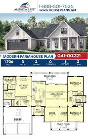 Madison farmhouse is a 4 bedroom farmhouse floor plan with the master bedroom on the main level. House Plan 041 00221 Modern Farmhouse Plan 1 706 Square Feet 3 Bedrooms 2 Bathrooms House Plans Farmhouse Modern Farmhouse Plans Craftsman House Plans