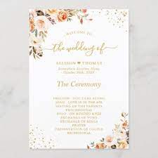 Autumn Floral Leaves Gold Confetti Wedding Program Zazzle Com Wedding Confetti Wedding Invitation Card Design Spring Wedding Invitations