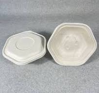 Compostable Bagasse Hexagonal Bowls with Lids 1000ml 1300ml ...