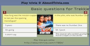 Here are some of those hits from that magic time. Trivia Quiz Basic Questions For Trekkie S